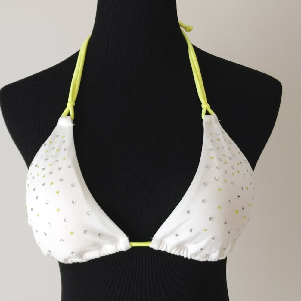 Victoria's Secret White and Neon Bikini Top